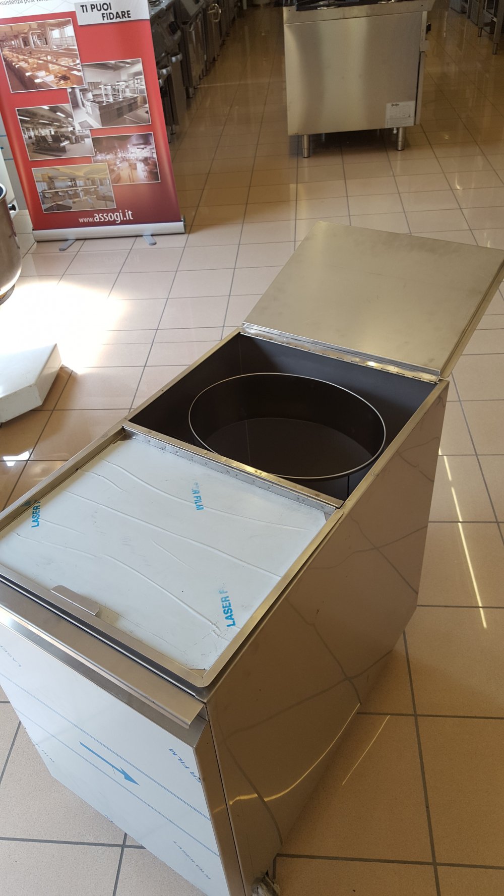 TRAMOGGIA INOX CARRELLATA PORTARIFIUTI